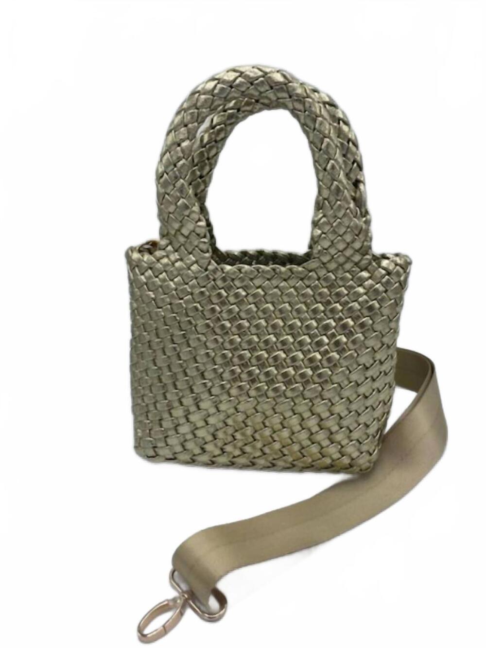 NEW AHDORNED leah small tote and crossbody strap in gold